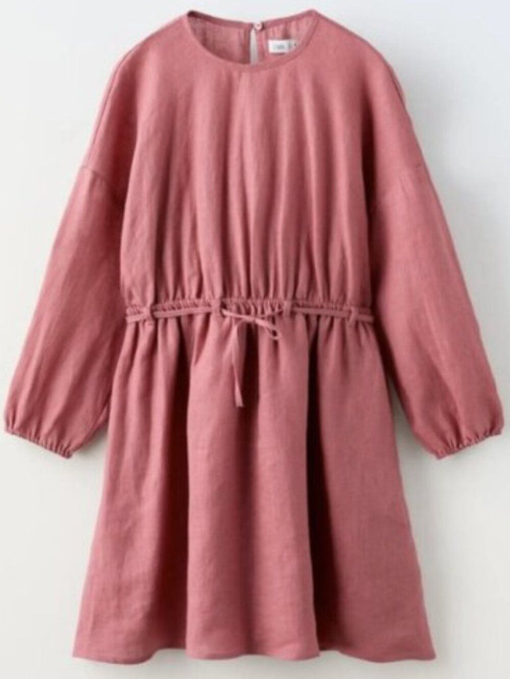 ZARA Girls Cut Out Belted Linen Dress – Dusty Rose Pink | 13–14 YR (NEW) 🌸✨
